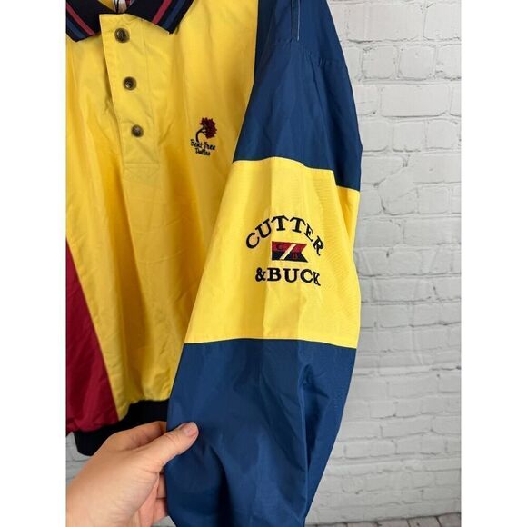 CUTTER & BUCK yellow blue red CLIMAGUARD mens windbreaker coat size L NWT - Picture 2 of 12